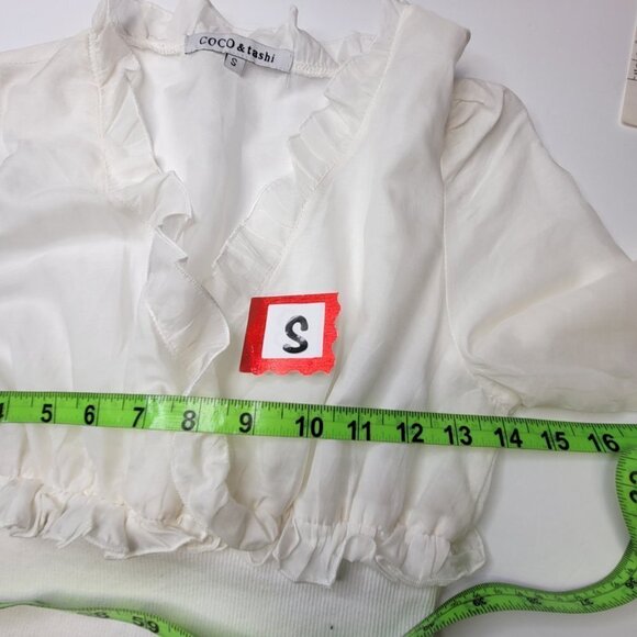 WHITE Cotton Silk Light Frilly Long Sleeve Top VARIOUS SIZES S M L - Picture 7 of 16